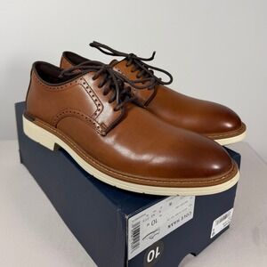 New Cole Haan Mens Go-To Plain Toe Oxford British Tan Leather Shoes Size 10 M